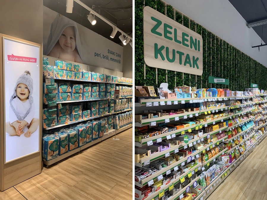 Aksa green corner product shelves for baby care items
